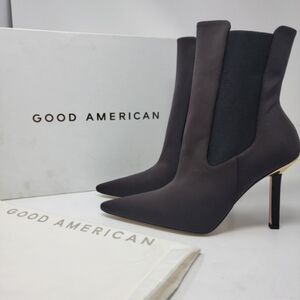 Good American Women's 13 Neoprene Chocolate Brown Pointed Toe Ankle Booties